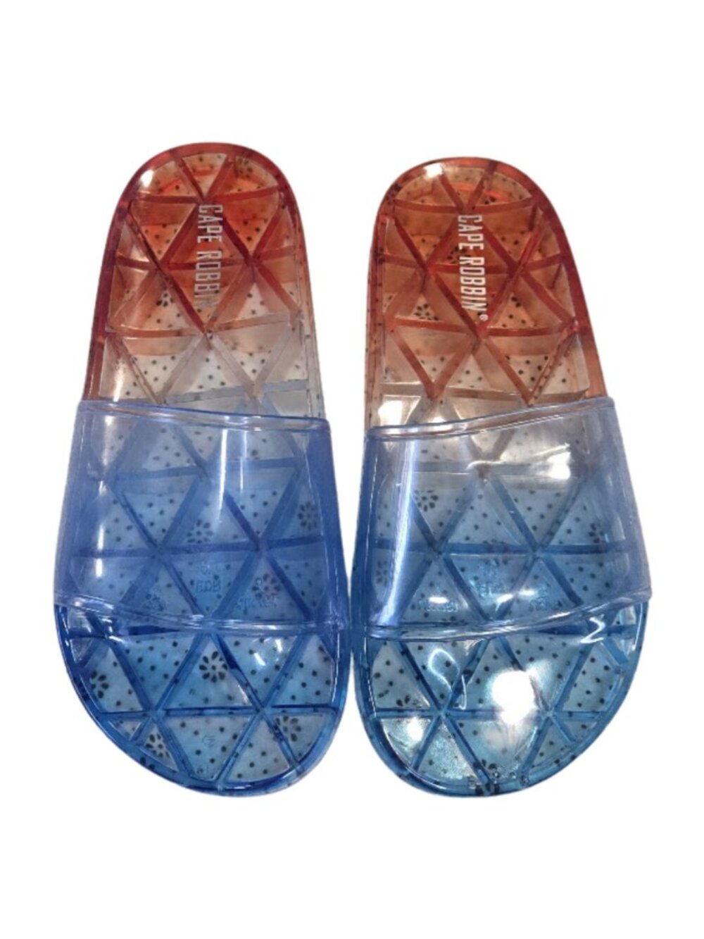 NWOB Cape Robbin Jelly Slide Sandals red white blue ombre size 9